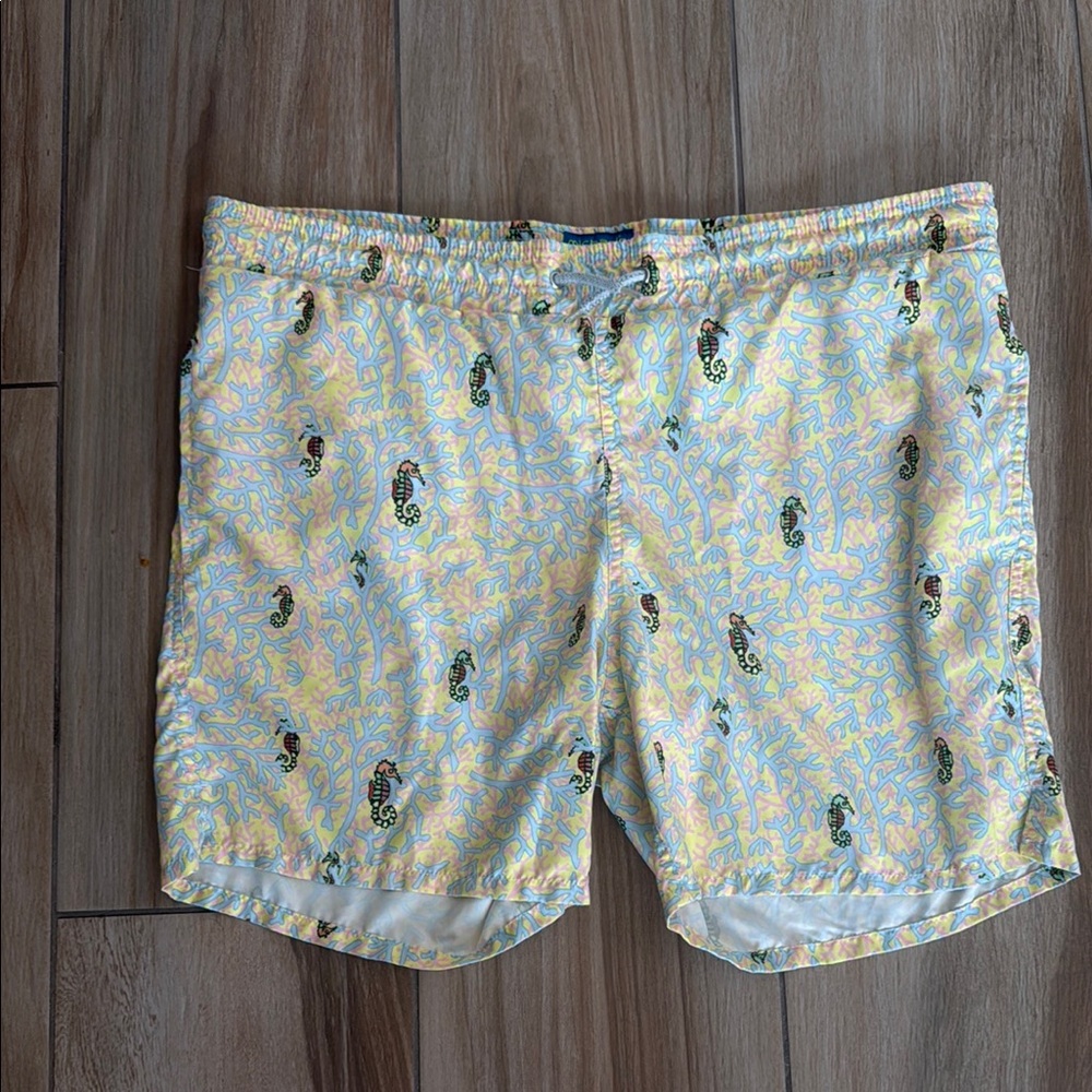 Yellow and Blue Pineapple Swim Trunks